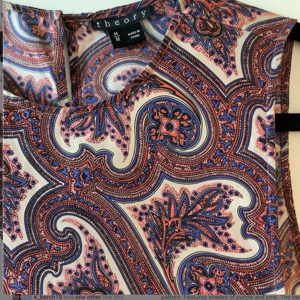 Theory Silk Paisley Top size M